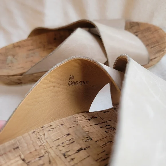 Korks By Kork Ease Leather Ivory Wide Strap Slides Sandals Casual Boho Size 8M - Picture 7 of 8